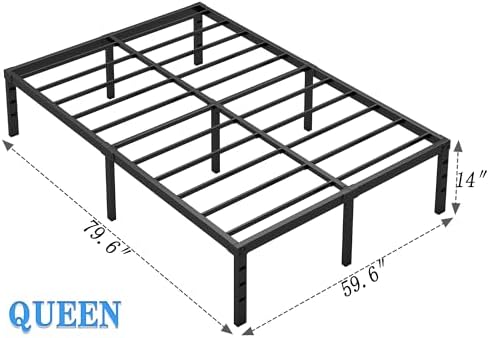 King Size Metal Bed Frame with Storage | Heavy Duty Mattress Foundation for Easy Assembly | 18 Inch Height | No Box Spri