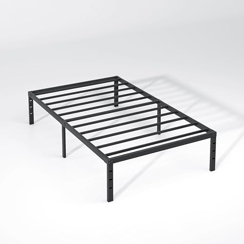 King Size Metal Bed Frame with Storage | Heavy Duty Mattress Foundation for Easy Assembly | 18 Inch Height | No Box Spri