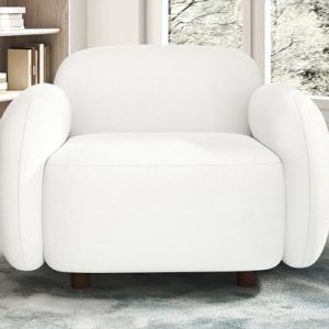 PaPaJet Modern Cloud Couch | Soft Boucle Upholstered | Accent Chair for Living Room | Stylish White Design | Comfortable