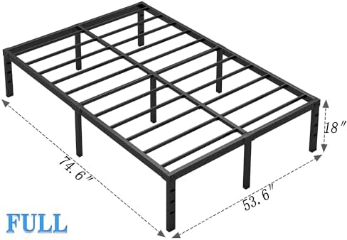 King Size Metal Bed Frame with Storage | Heavy Duty Mattress Foundation for Easy Assembly | 18 Inch Height | No Box Spri