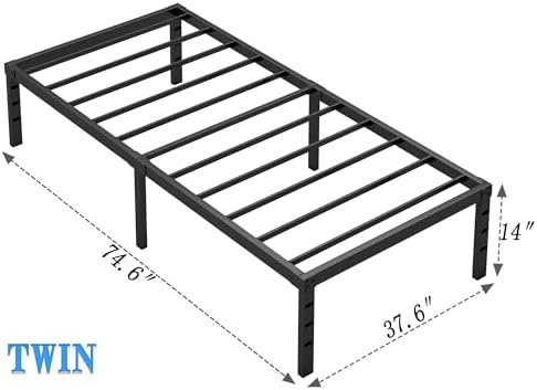 King Size Metal Bed Frame with Storage | Heavy Duty Mattress Foundation for Easy Assembly | 18 Inch Height | No Box Spri