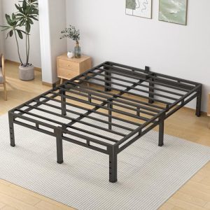 NKZ Queen Size Bed Frame - 14 Inch Metal Platform with Box Spring Feature, 4000lbs Weight Capacity, Noise-Free Design, E