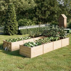 PaPaJet Wooden Raised Garden Bed for Outdoor Gardening, Large Nine Grid Planter Box for Vegetables and Herbs (7.5×11.9×1